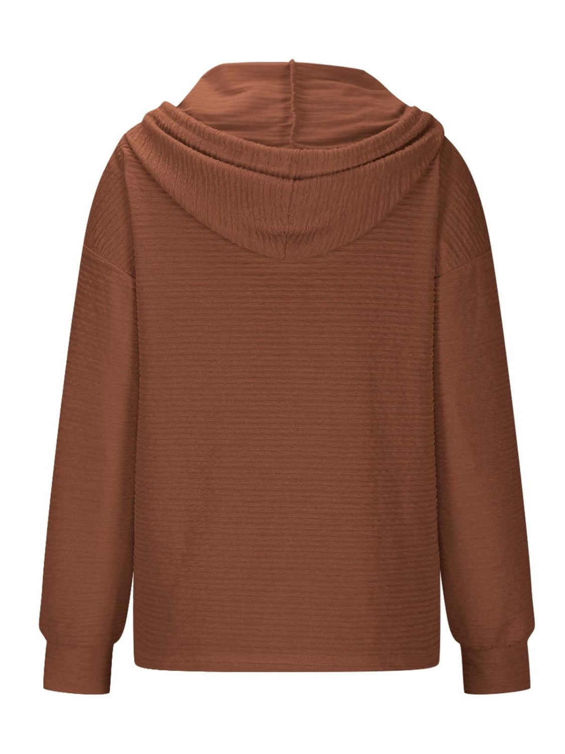 Drawstring Quarter Button Long Sleeve Hoodie - Charming Charlie