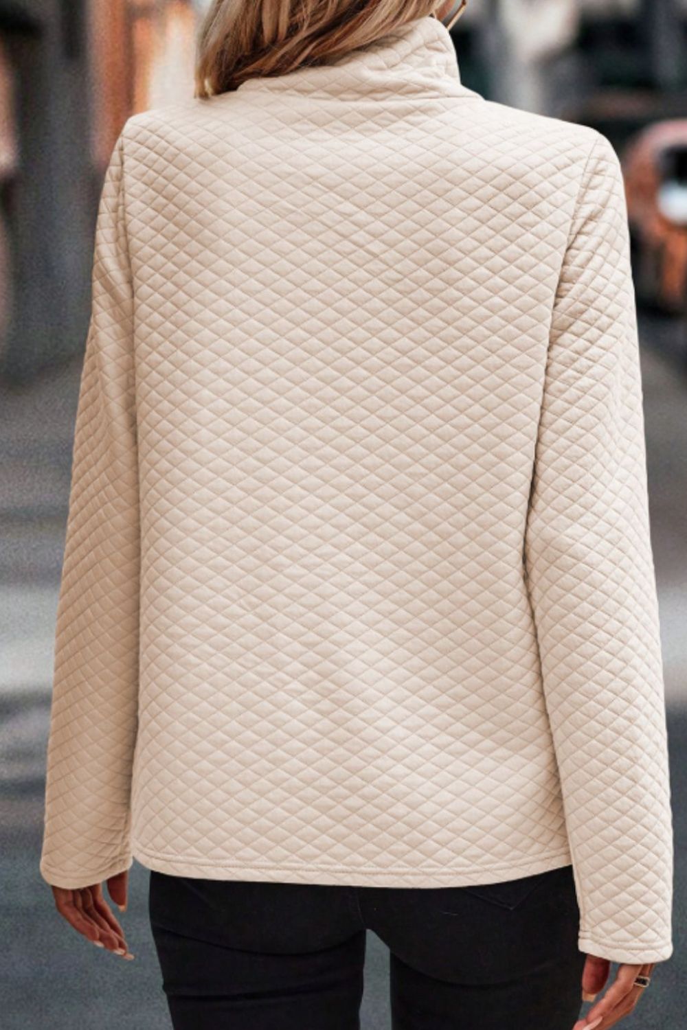Textured Turtleneck Long Sleeve Sweatshirt - Charming Charlie