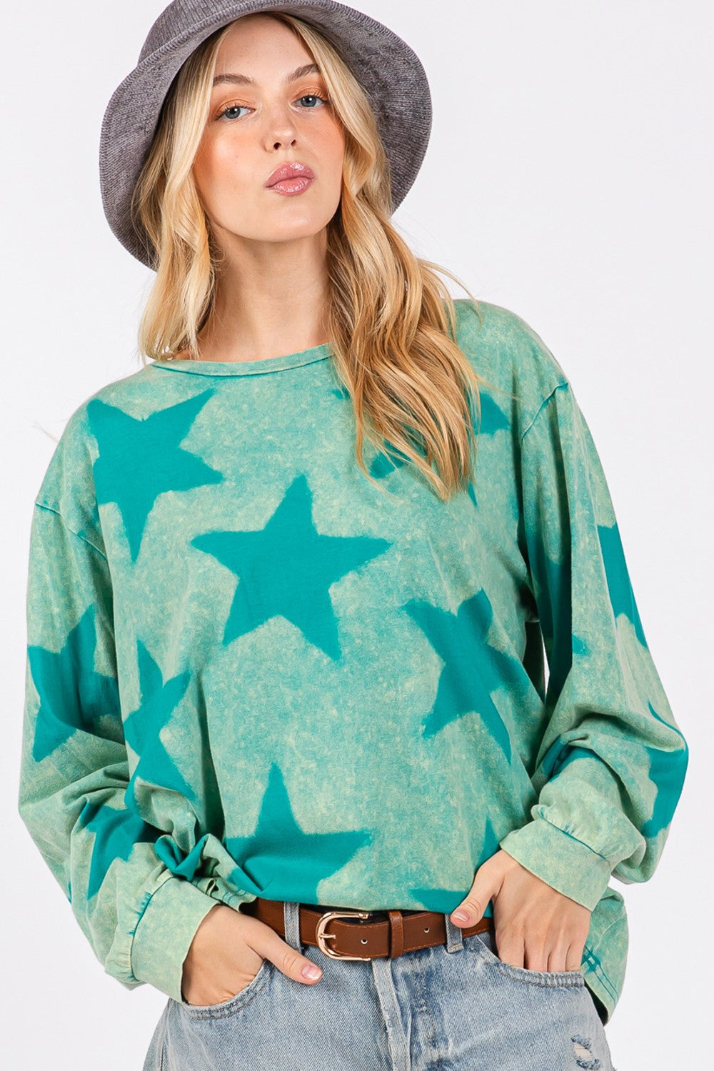 SAGE + FIG Mineral Wash Star Pattern T-Shirt - Charming Charlie