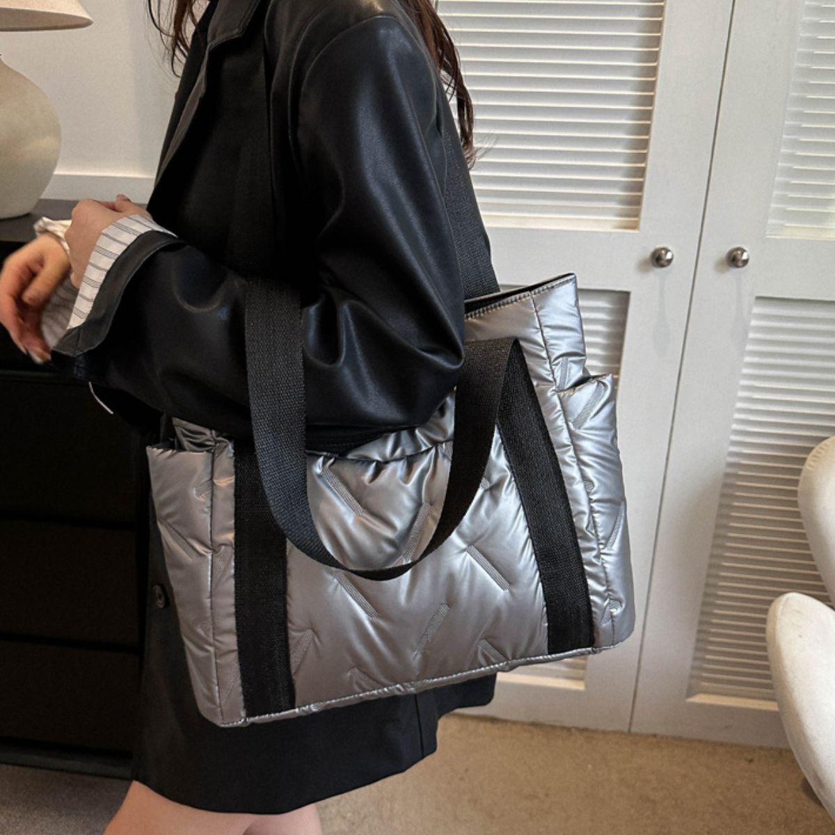 Polyester Tote Bag with Zipper - Charming Charlie