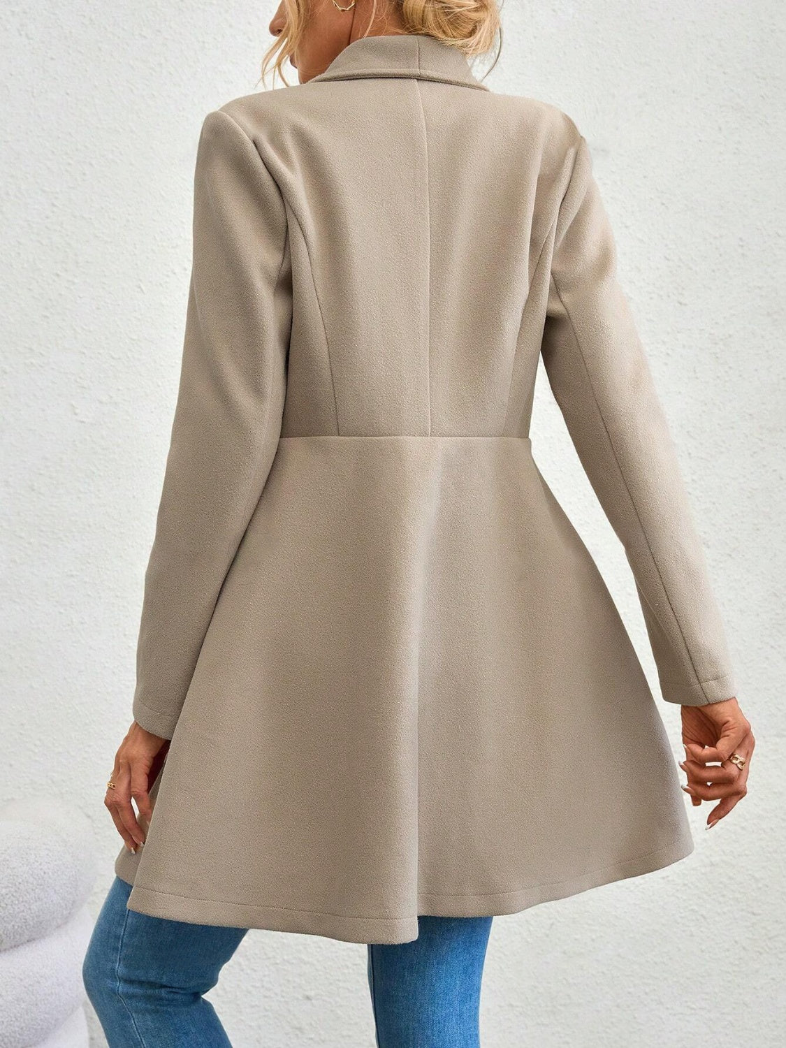 Collared Neck Button Up Long Sleeve Coat - Charming Charlie