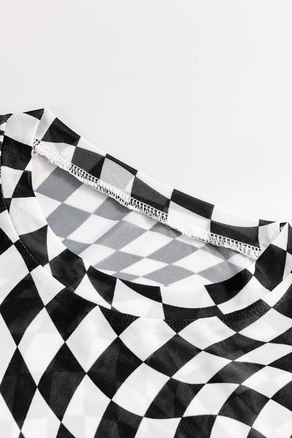 Checkered Mock Neck Long Sleeve Blouse - Charming Charlie