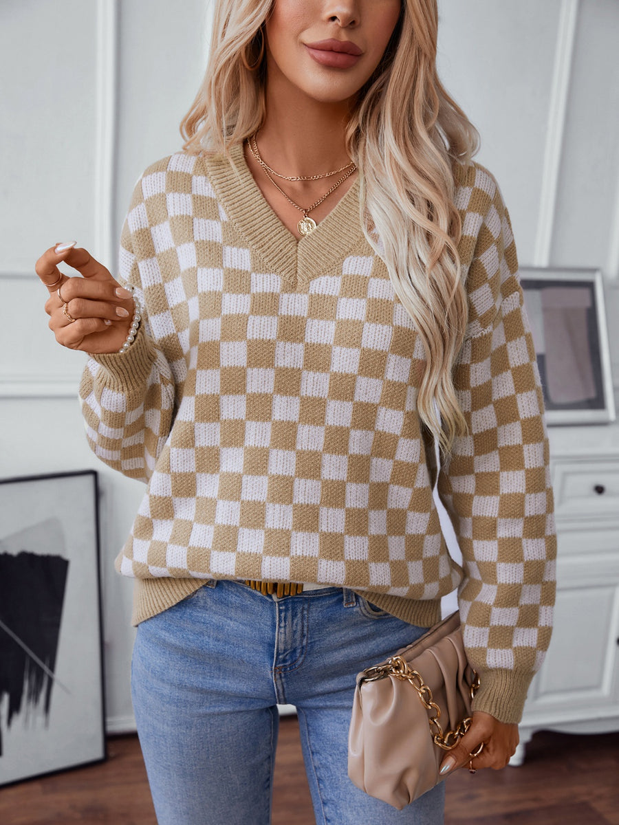 V-Neck Dropped Shoulder Sweater main image 0