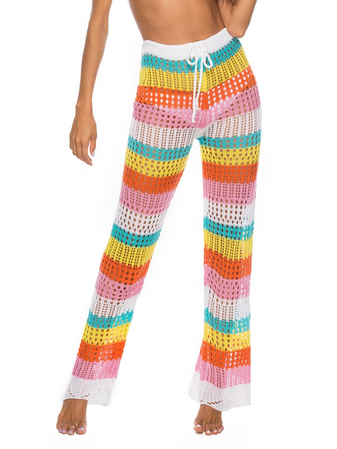 Cutout Contrast High Waist Swim Pants - Charming Charlie