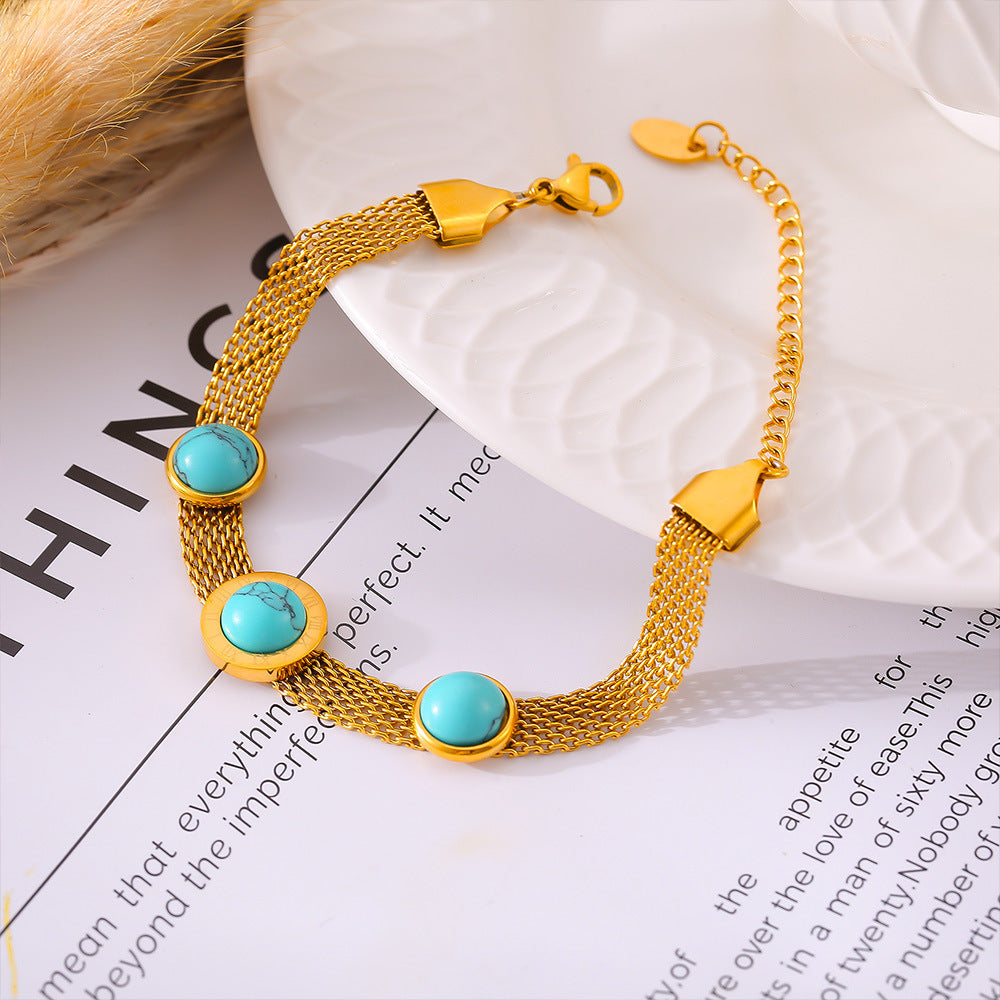 Turquoise Titanium Steel Bracelet - Charming Charlie