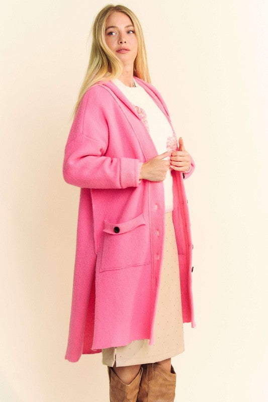 Davi & Dani Side Slit Button Up Hooded Cardigan - Charming Charlie