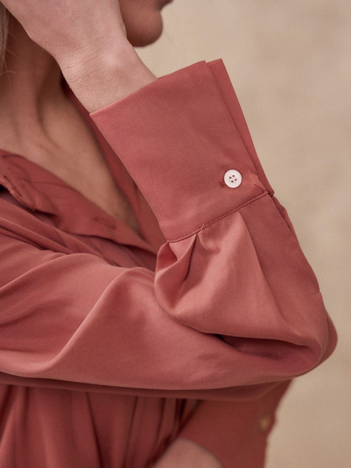 Perfee Ruched Collared Neck Long Sleeve Shirt - Charming Charlie