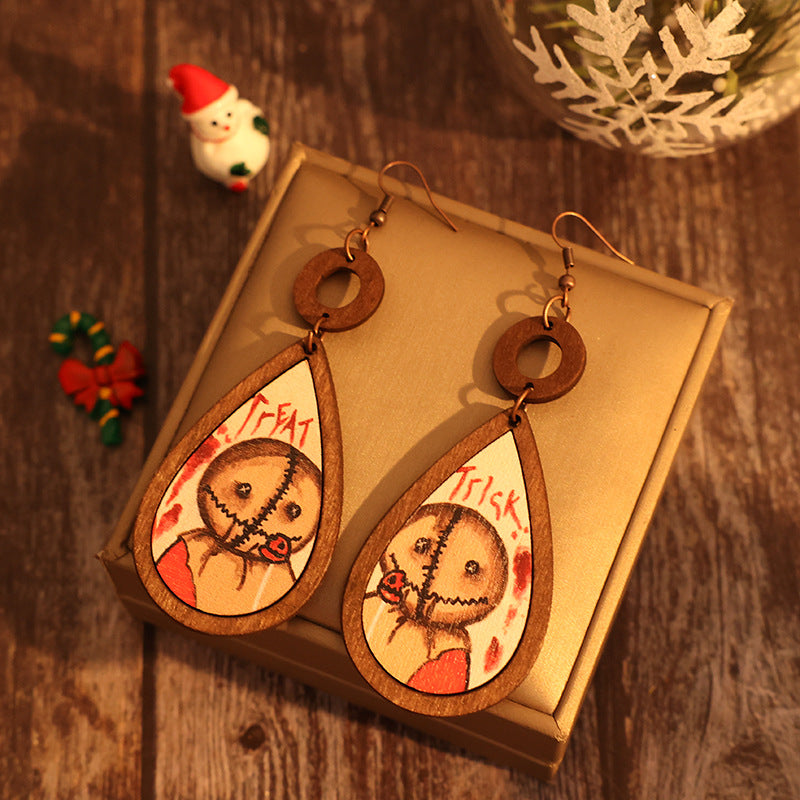 Wooden Teardrop Shape Earrings - Charming Charlie