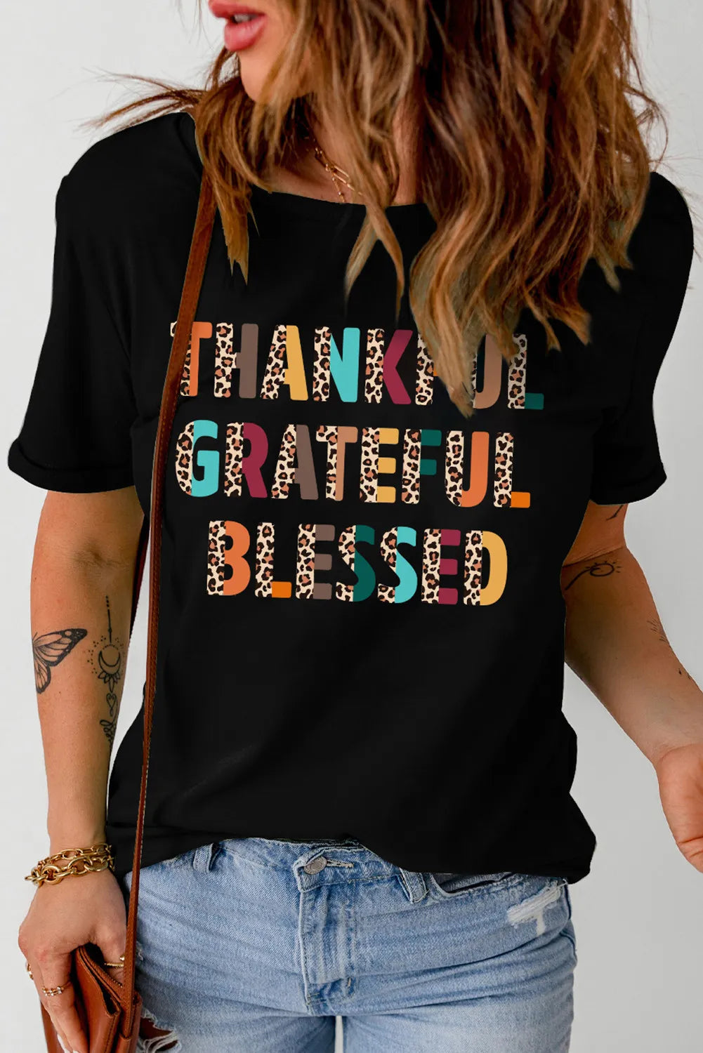 Letter Graphic Round Neck Short Sleeve T-Shirt - Charming Charlie