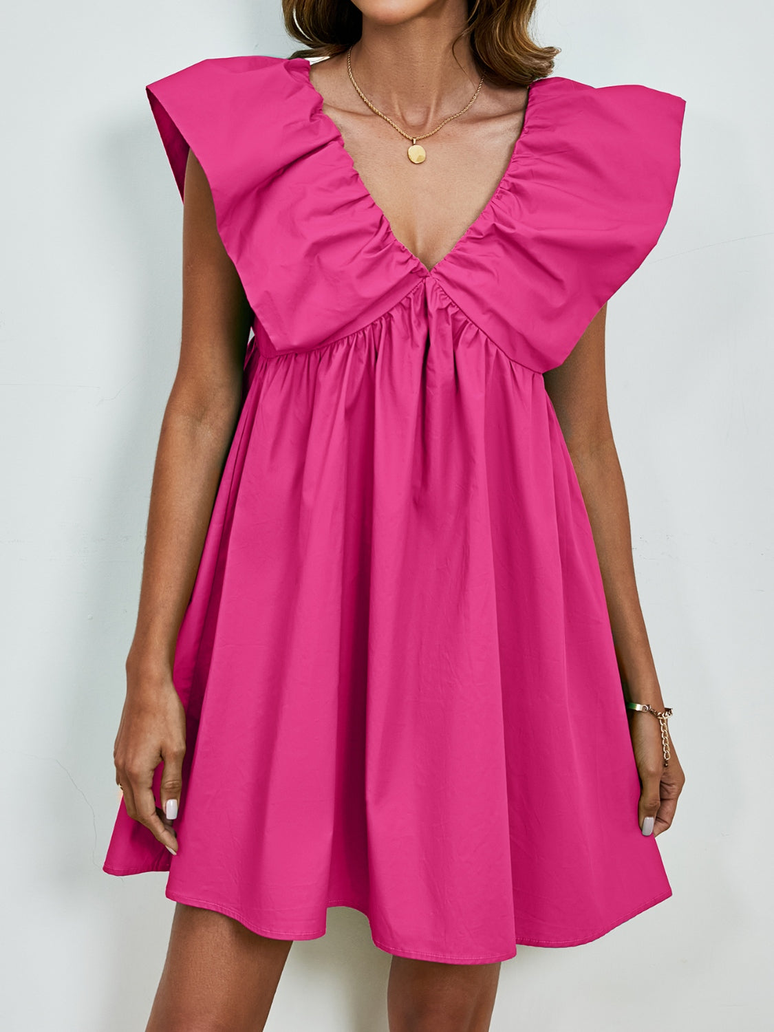 V-Neck Cap Sleeve Mini Dress - Charming Charlie