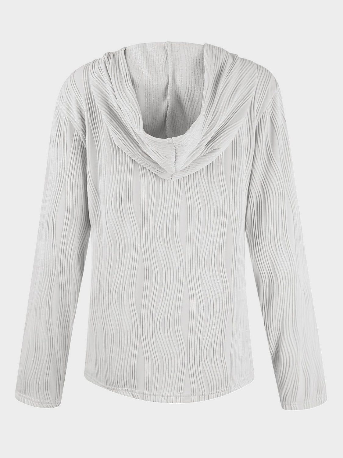 Textured Long Sleeve Hoodie - Charming Charlie