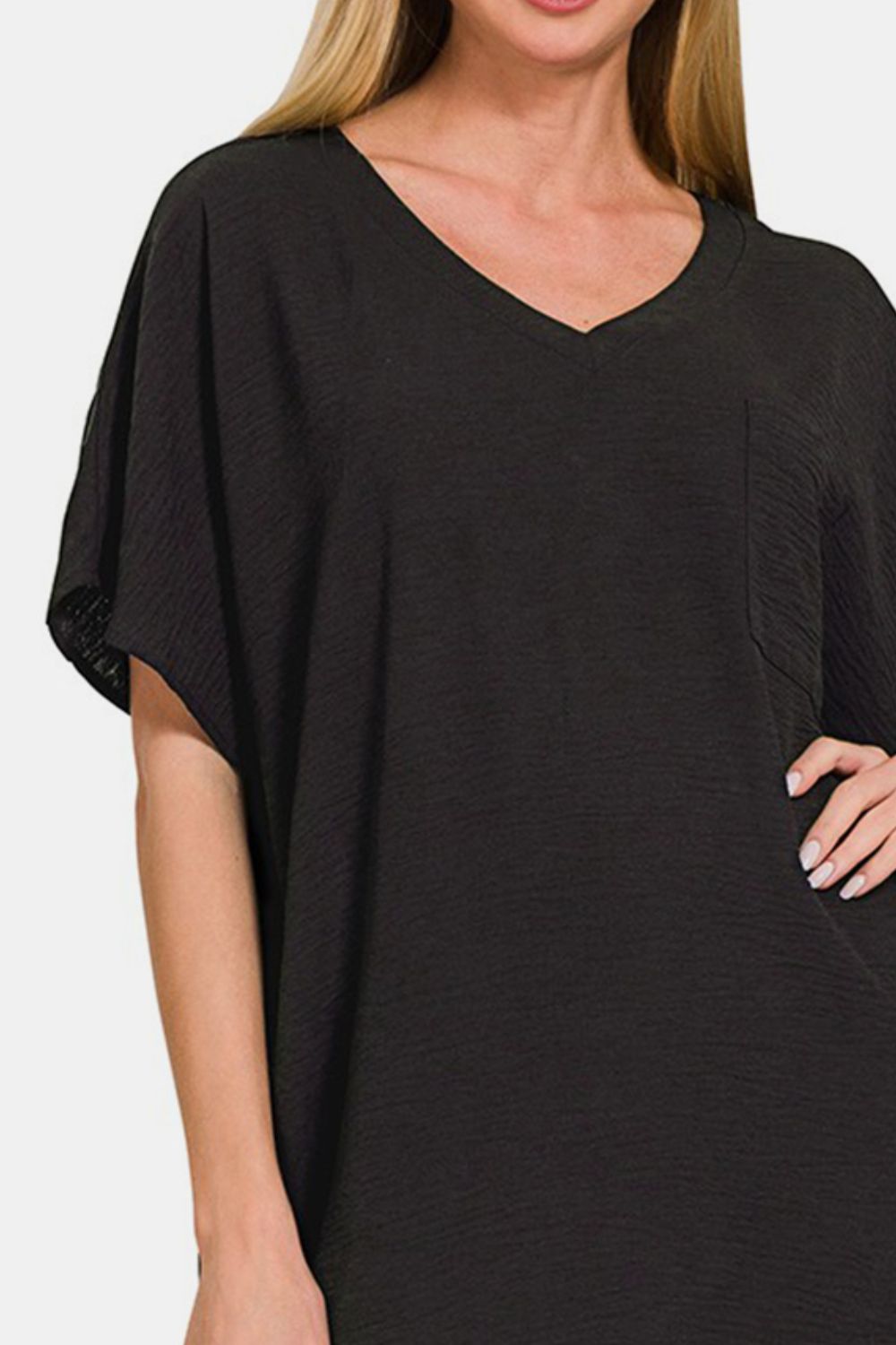 Zenana V-Neck Tee Dress with Pockets - Charming Charlie