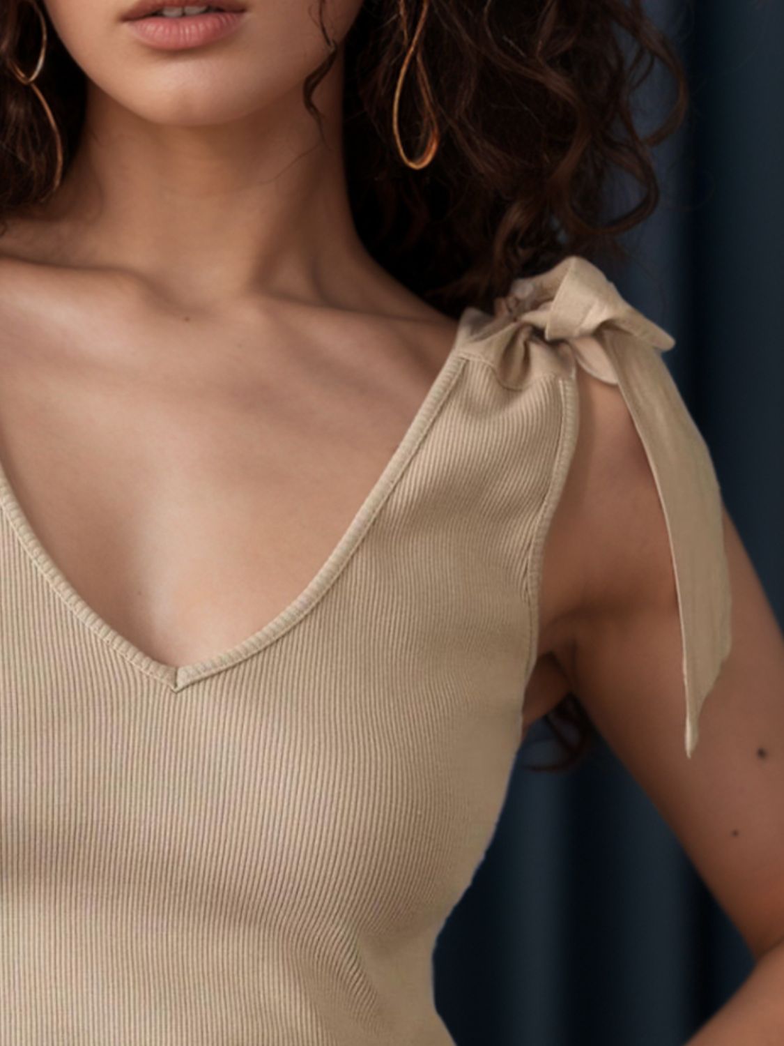 V-Neck Tie Shoulder Tank - Charming Charlie