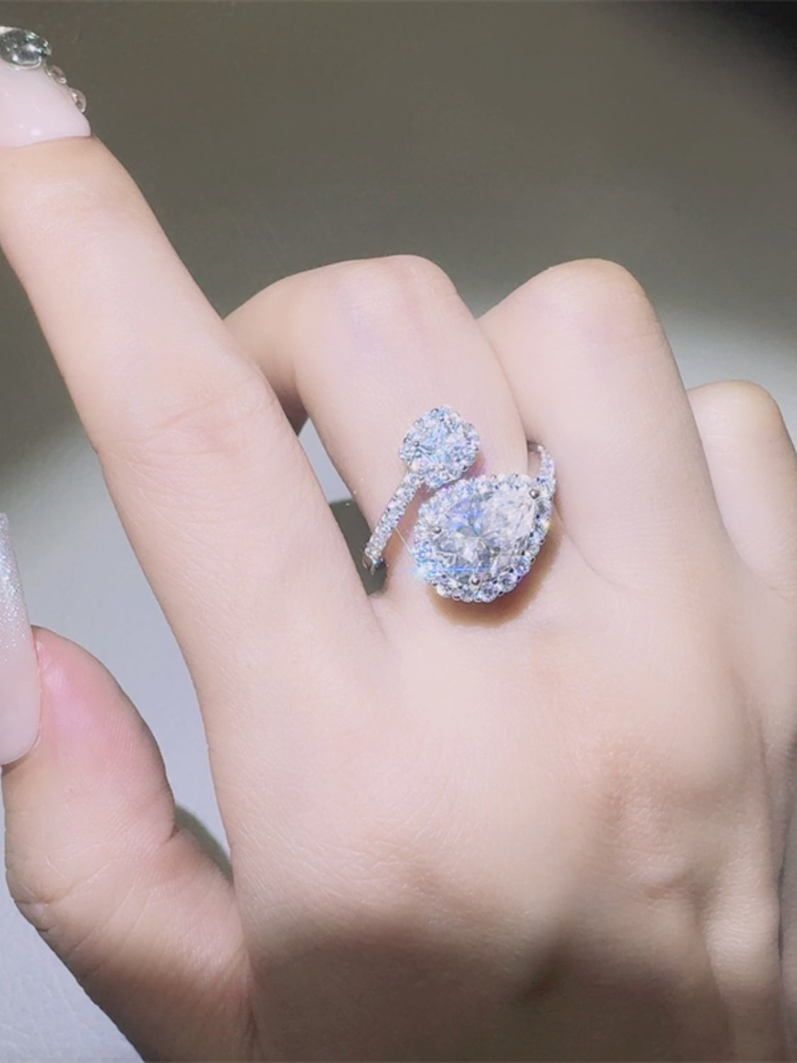 2 Carat Moissanite 925 Sterling Silver Bypass Ring - Charming Charlie