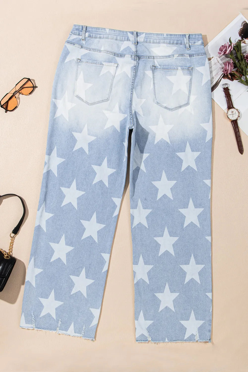 Plus Size Star Straight Leg Jeans with Pockets - Charming Charlie