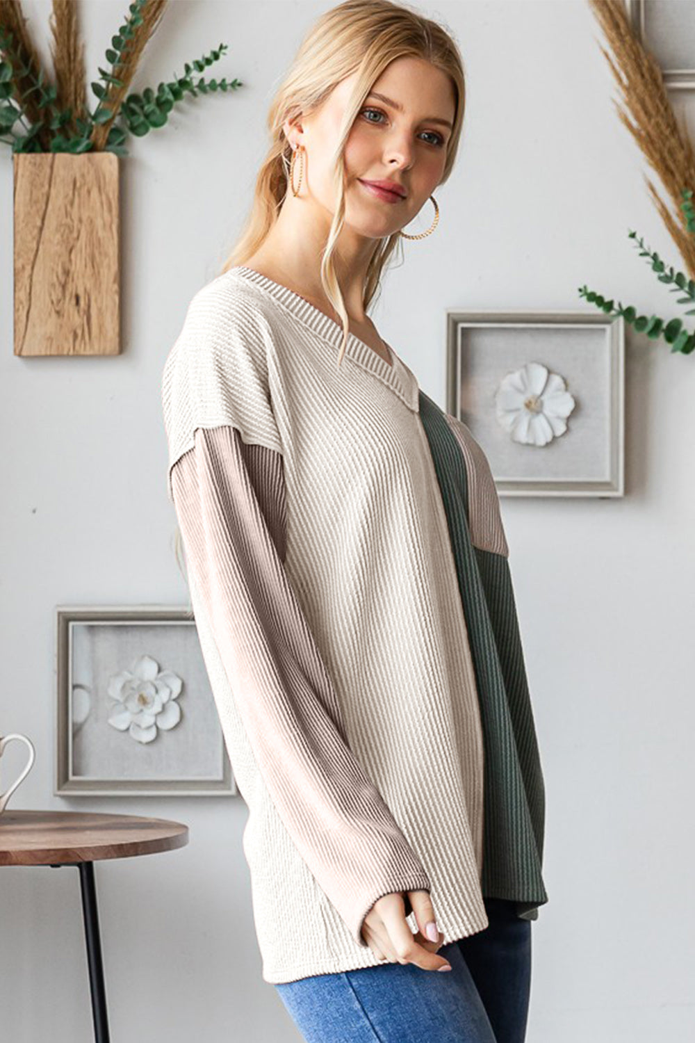 Heimish Color Block Exposed Seam Ribbed T-Shirt - Charming Charlie