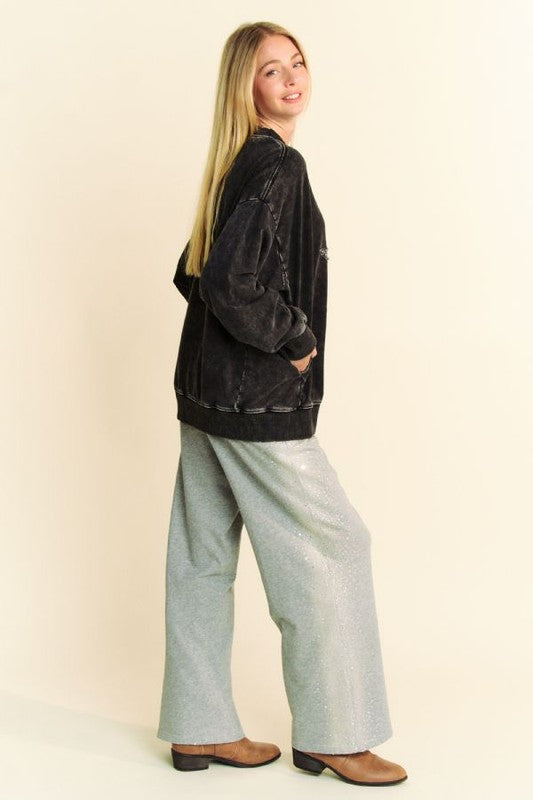 Davi & Dani Stud Star Patch Acid Washed Sweatshirt - Charming Charlie