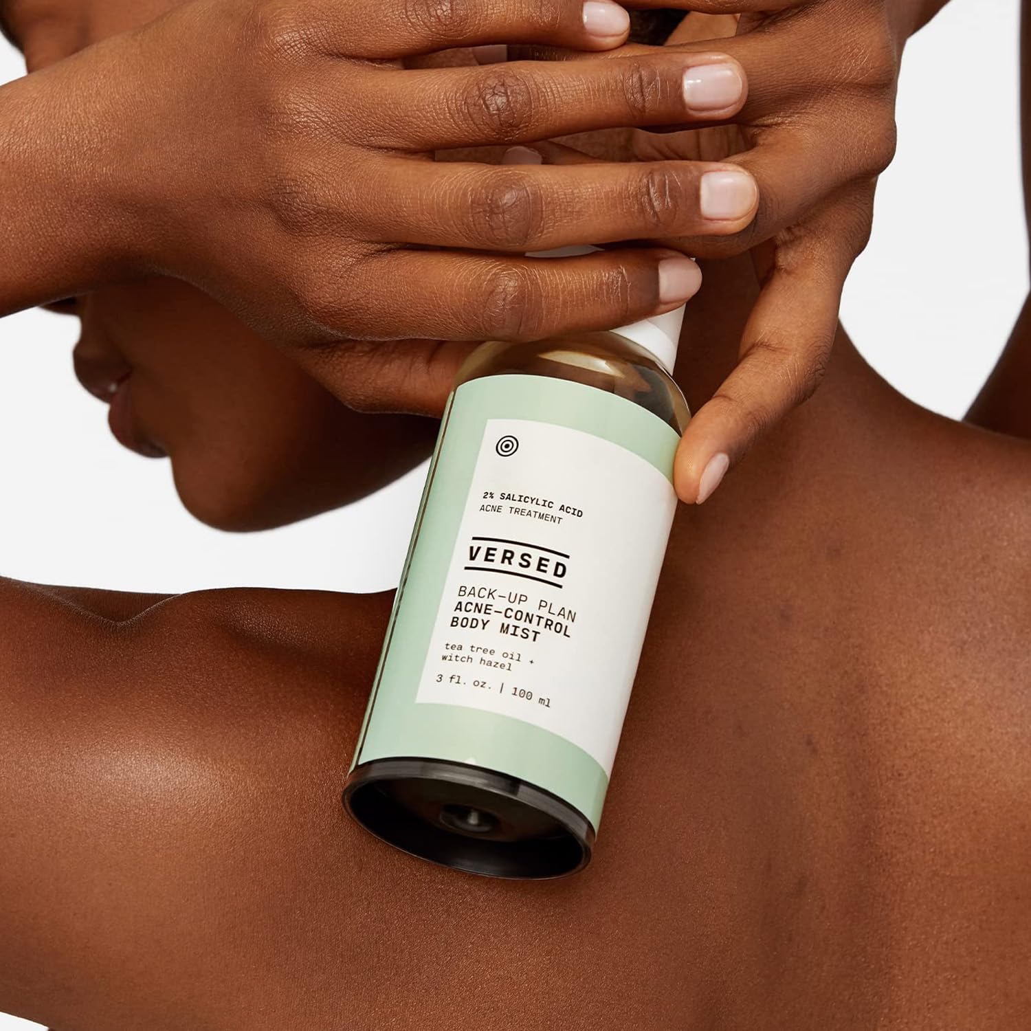 Versed Back-Up Acne Control Body Mist - All Over Blemish Spot Treatment + Salicylic Acid Spray with Tea Tree Oil & Witch Hazel - Oil Control + Redness Relief Acne Spray for Back & Body - Vegan (3 oz) - Charming Charlie