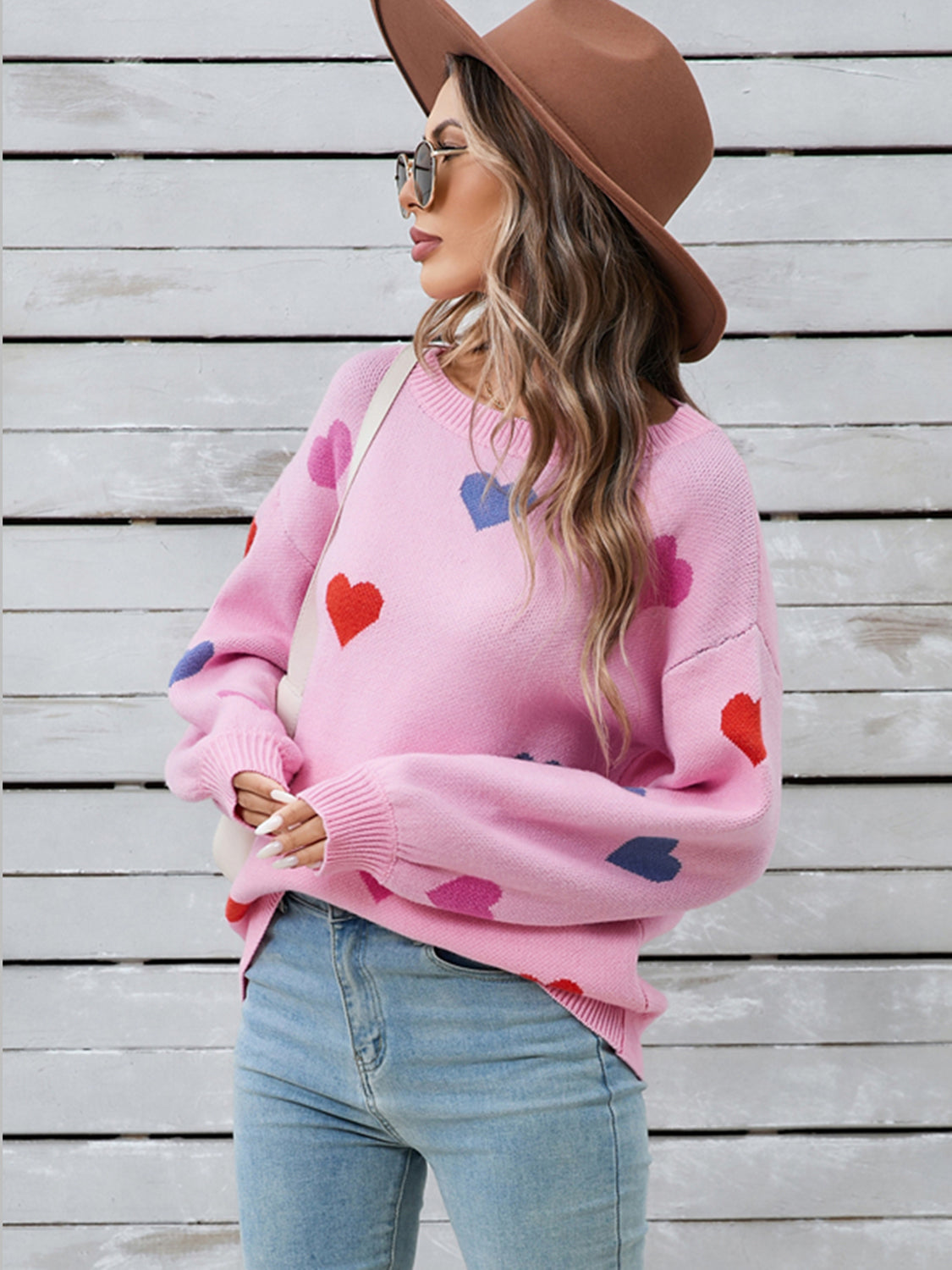 Angel Wings Heart Round Neck Long Sleeve Sweater - Charming Charlie
