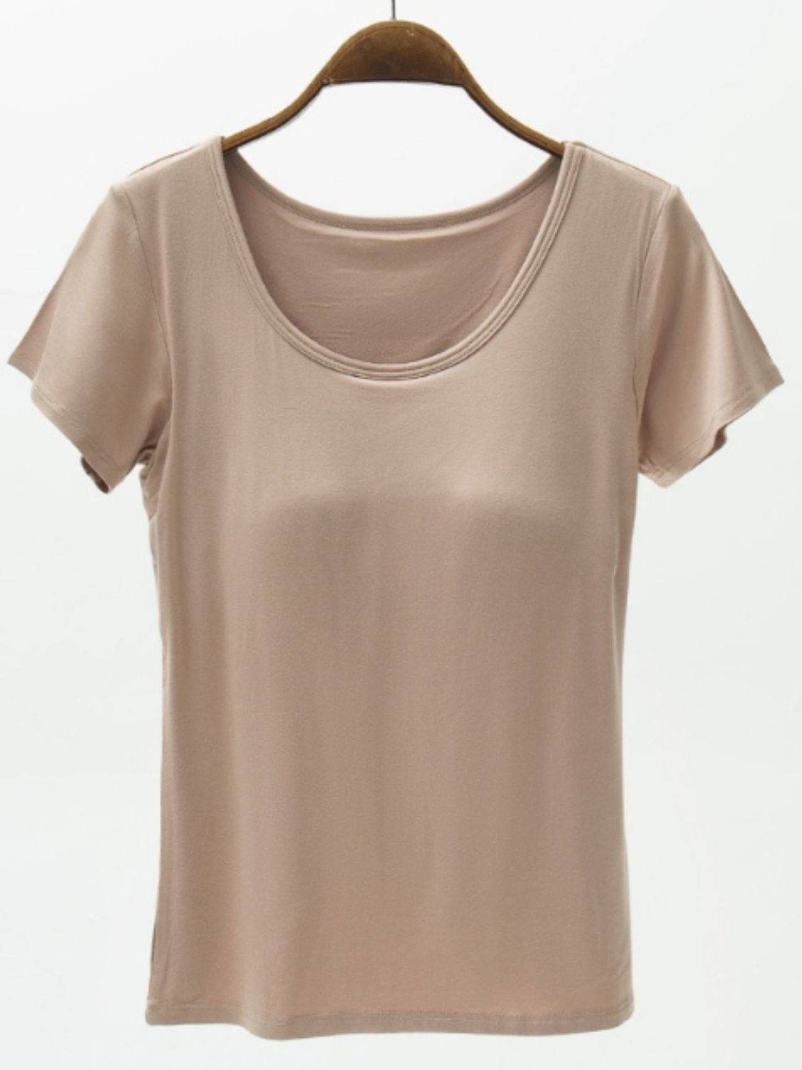 Round Neck Modal T-Shirt with Bra - Charming Charlie