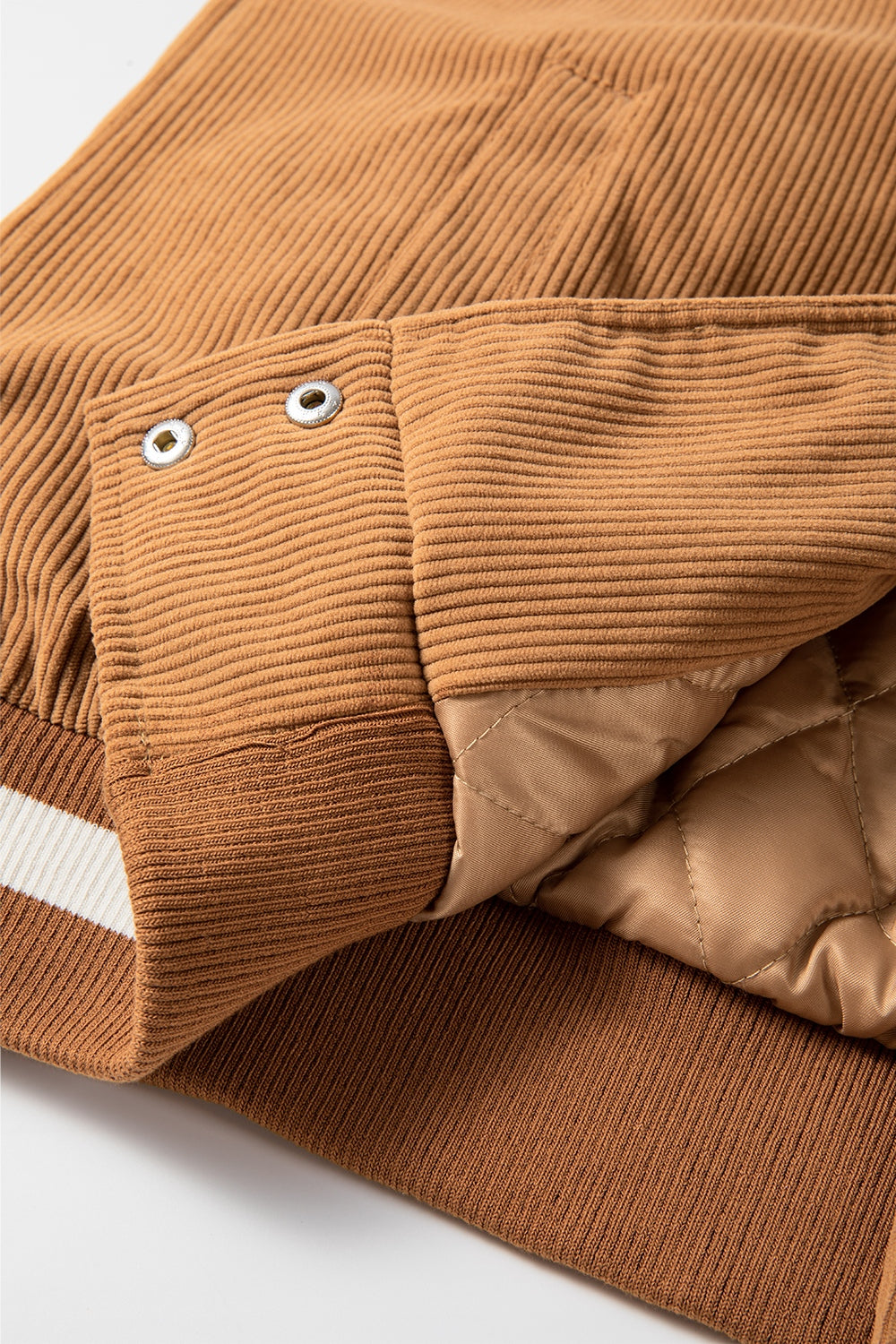 Contrast Baseball Collar Snap Down Long Sleeve Jacket - Charming Charlie
