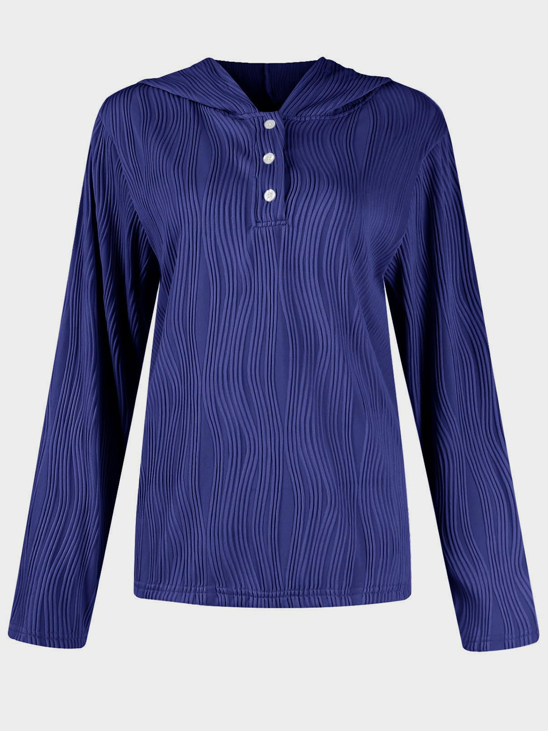 Textured Long Sleeve Hoodie - Charming Charlie