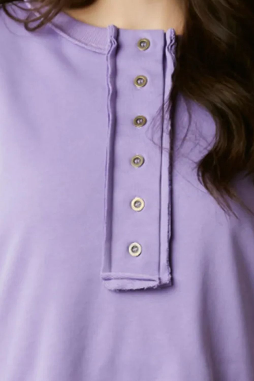 Sequin Half Button Long Sleeve Sweatshirt - Charming Charlie