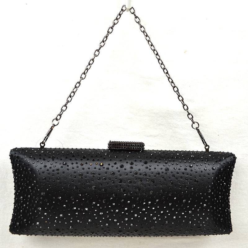 Elegant Studded Crystal Clutch Womens Evening Bag - Black - Evening Bags