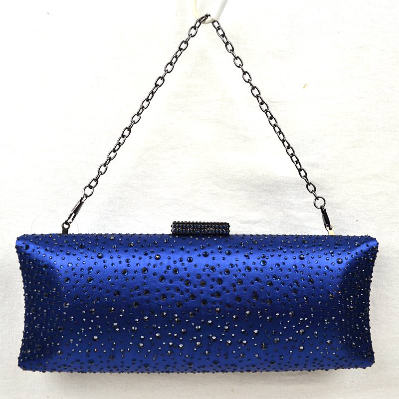 Elegant Studded Crystal Clutch Womens Evening Bag - Blue - Evening Bags