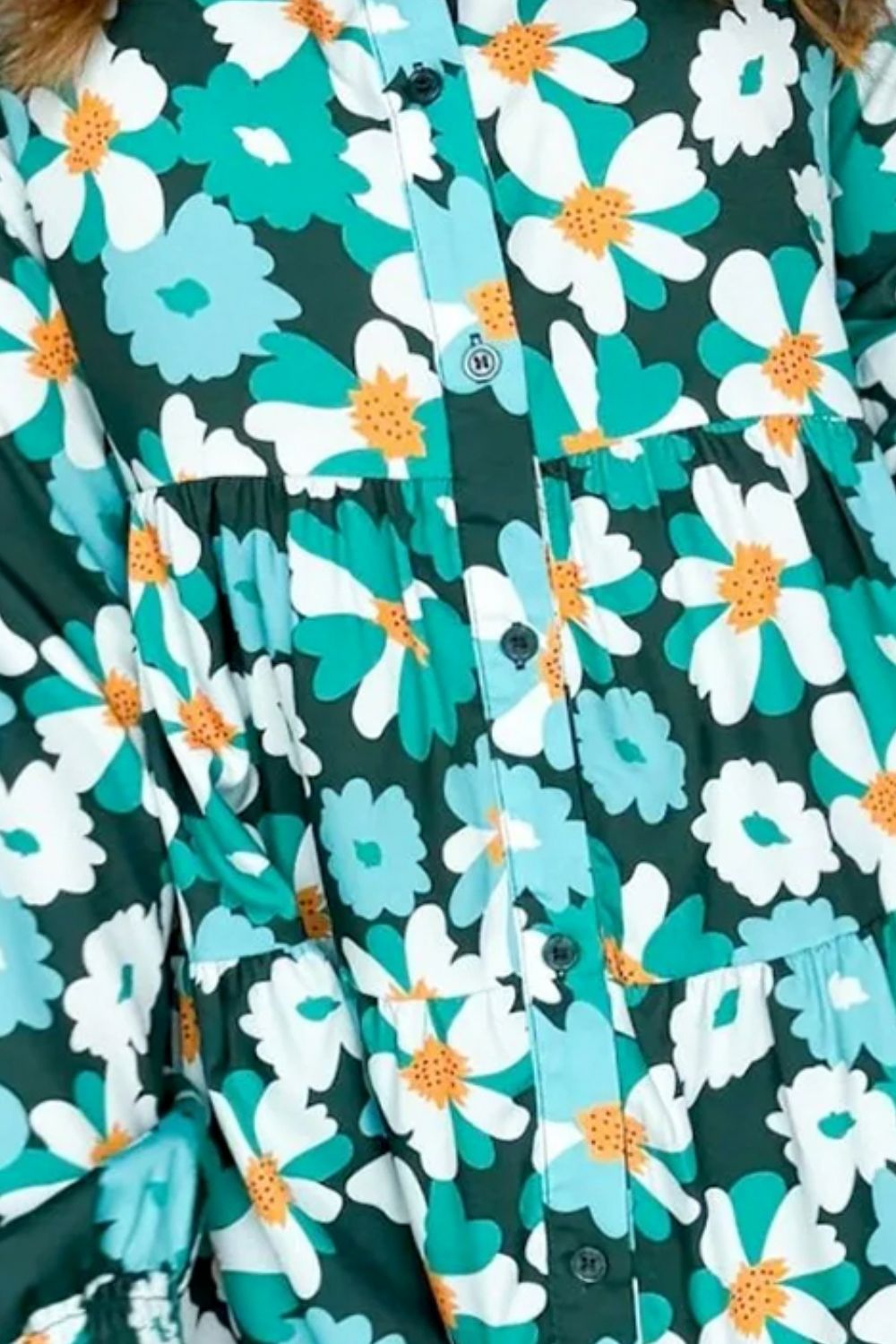 Printed Collared Neck Lantern Sleeve Mini Dress - Charming Charlie