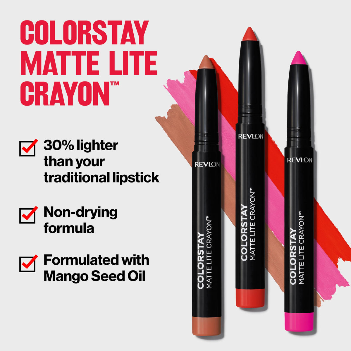 REVLON ColorStay Matte Lite Crayon Lipstick with Built-in Sharpener, Longlasting Non-Drying Matte Formula, Transfer-Proof Lipcolor - Charming Charlie
