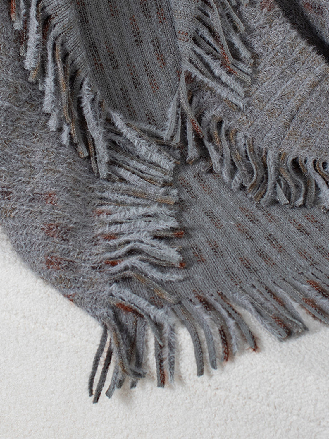 Fringe Open Front Half Sleeve Poncho - Charming Charlie
