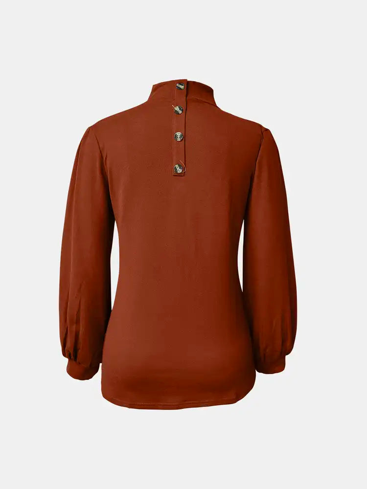 Full Size Mock Neck Long Sleeve T-Shirt - Charming Charlie