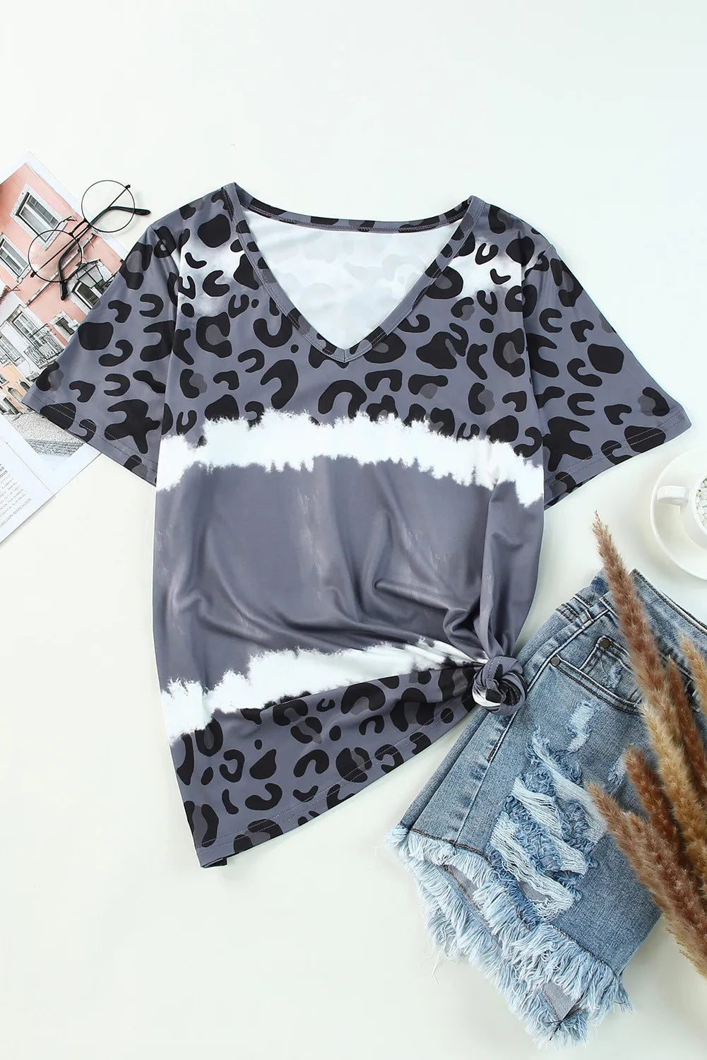 Leopard V-Neck Short Sleeve T-Shirt - Charming Charlie