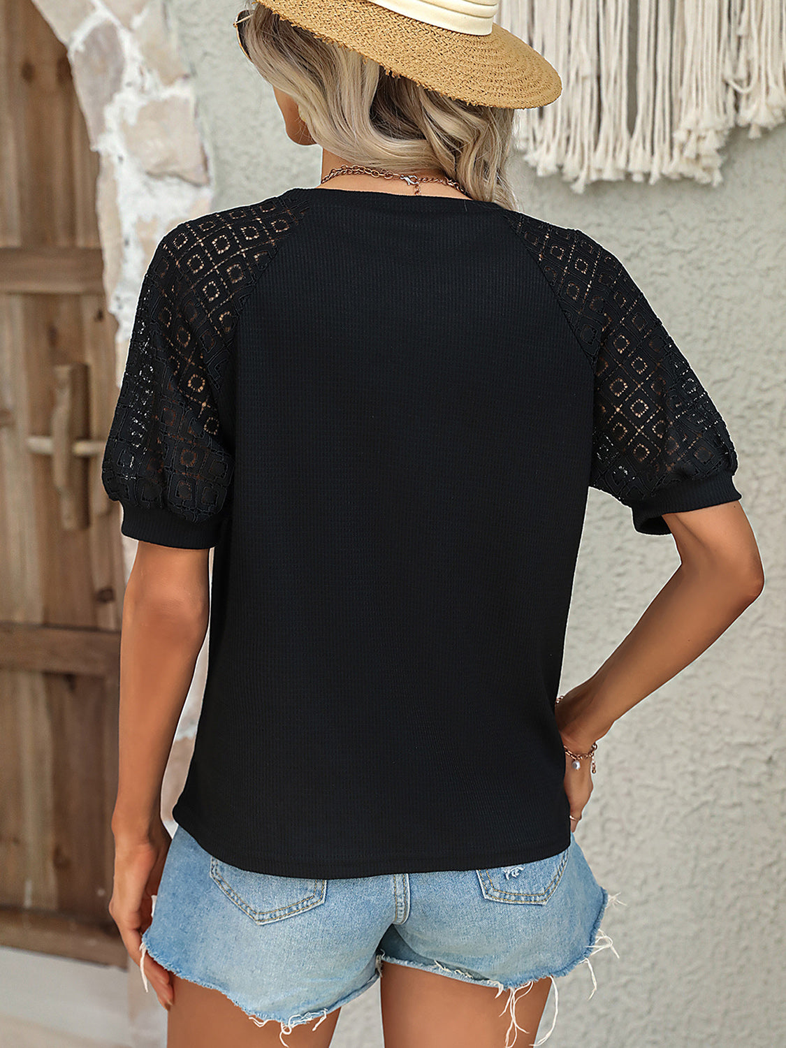 Round Neck Short Sleeve Top - Charming Charlie