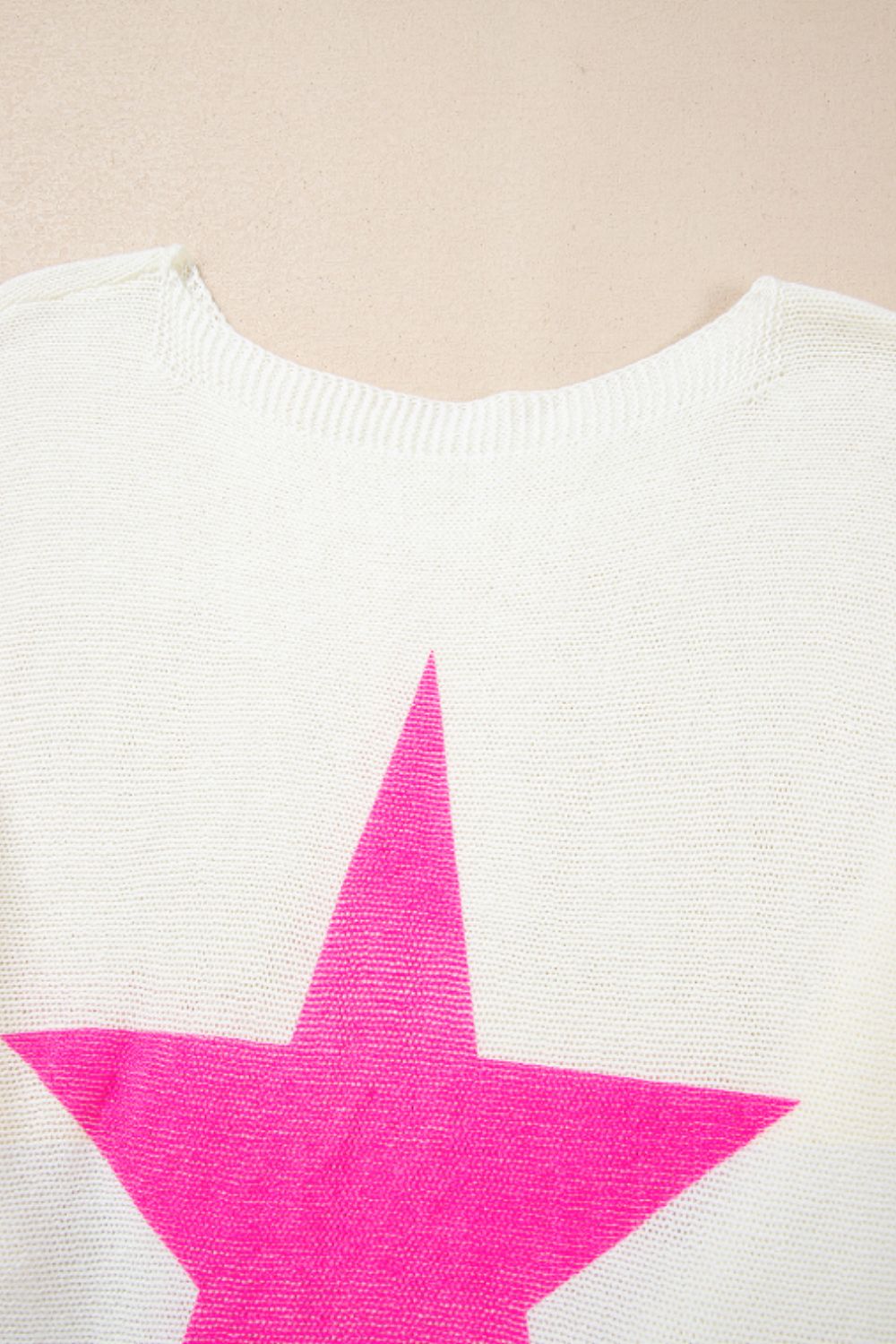 Star Contrast Round Neck Long Sleeve Knit Top - Charming Charlie