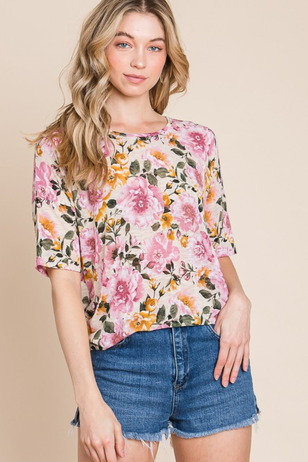 BOMBOM Floral Round Neck T-Shirt - Charming Charlie