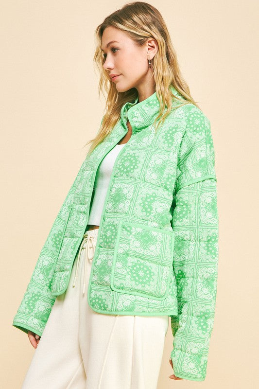 Davi & Dani Vintage Print Open Front Jacket with Pockets - Charming Charlie