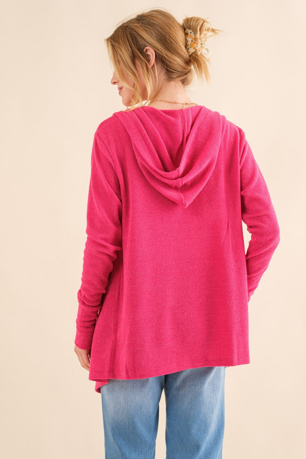 And The Why Full Size Thermal Hooded Open Front Cardigan with Pockets - Charming Charlie