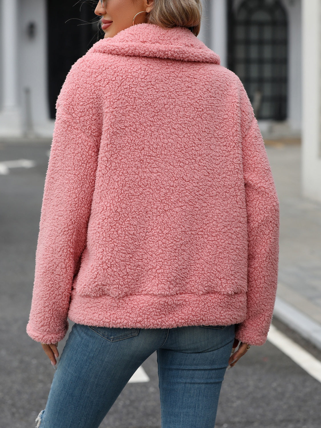 Zip Up Long Sleeve Plush Jacket - Charming Charlie