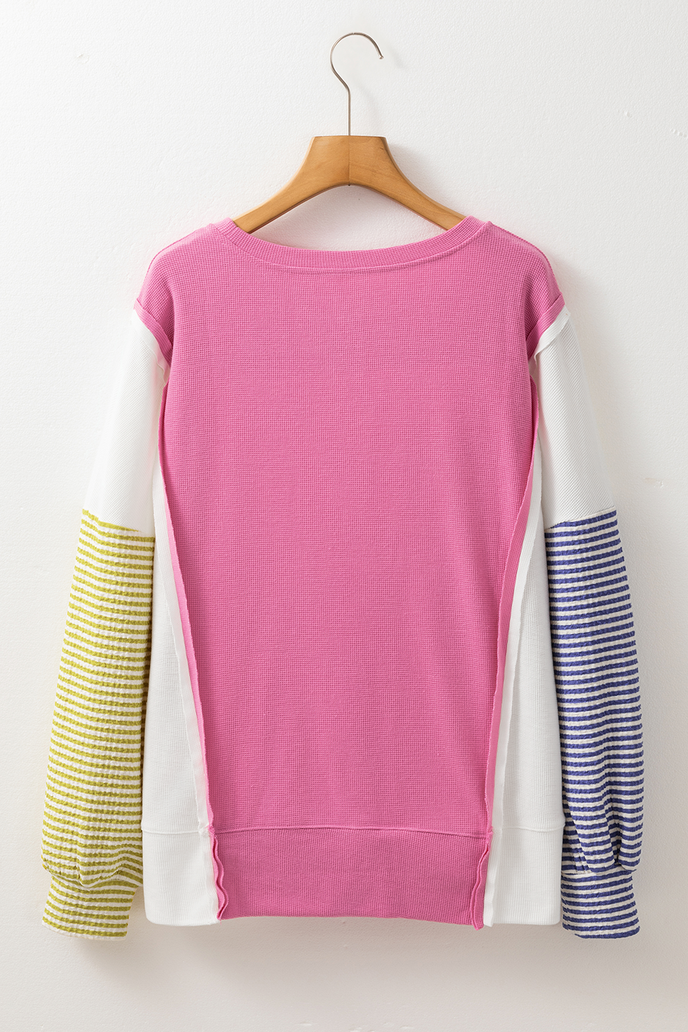 Exposed Seam Contrast Long Sleeve Sweatshirt - Charming Charlie