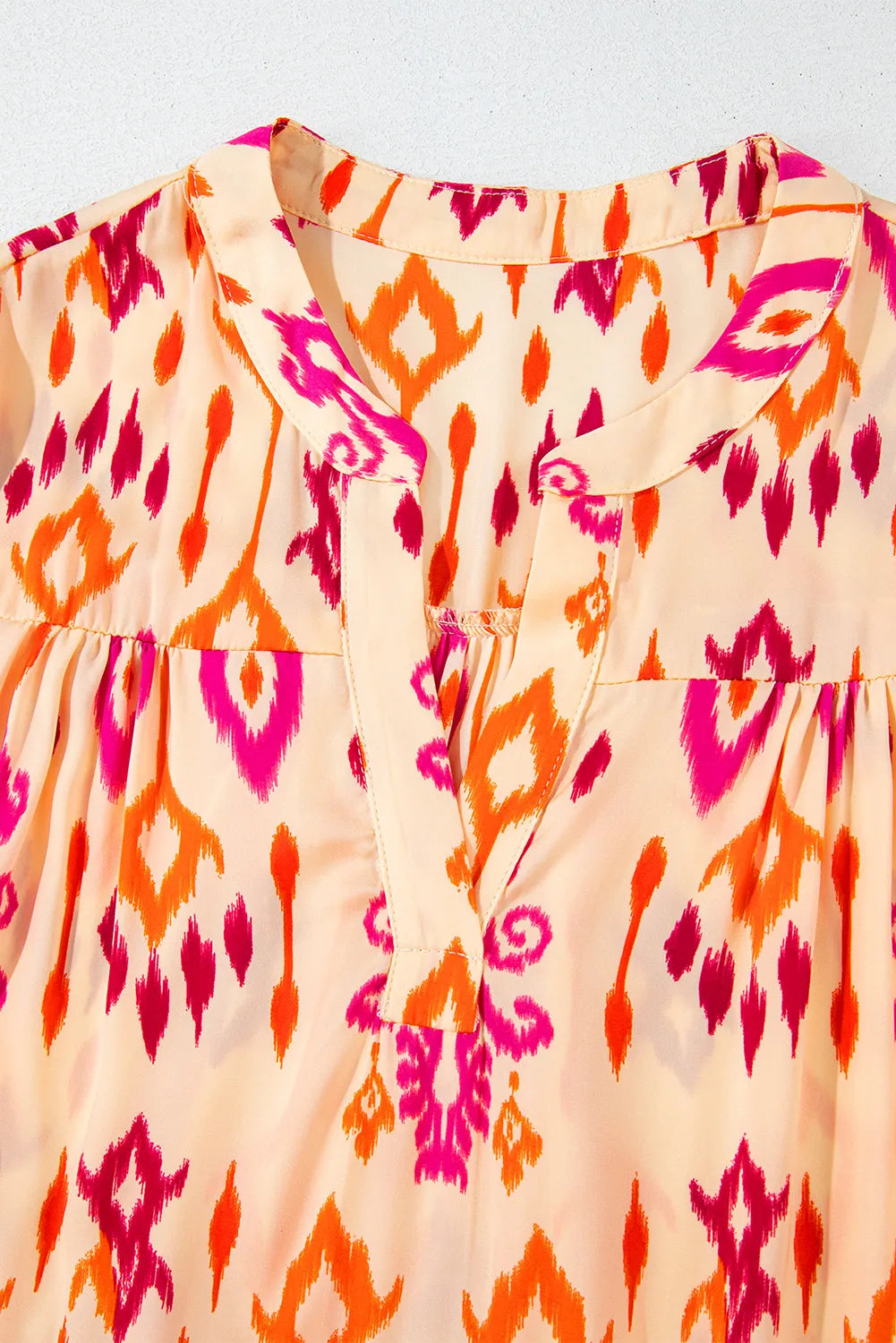 Tiered Printed Notched Long Sleeve Midi Dress - Charming Charlie
