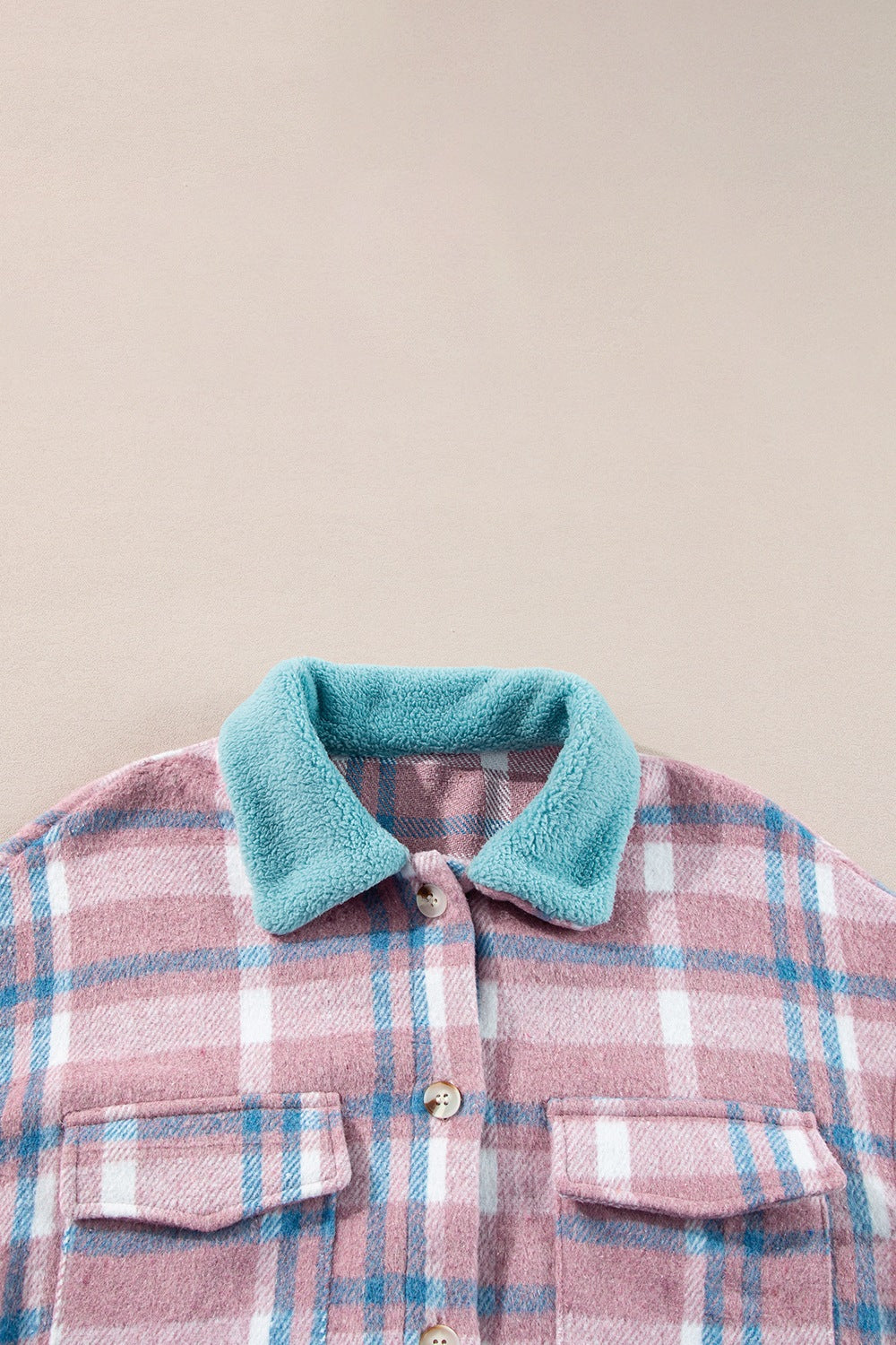Plaid Collared Neck Flap Pockets Shacket - Charming Charlie