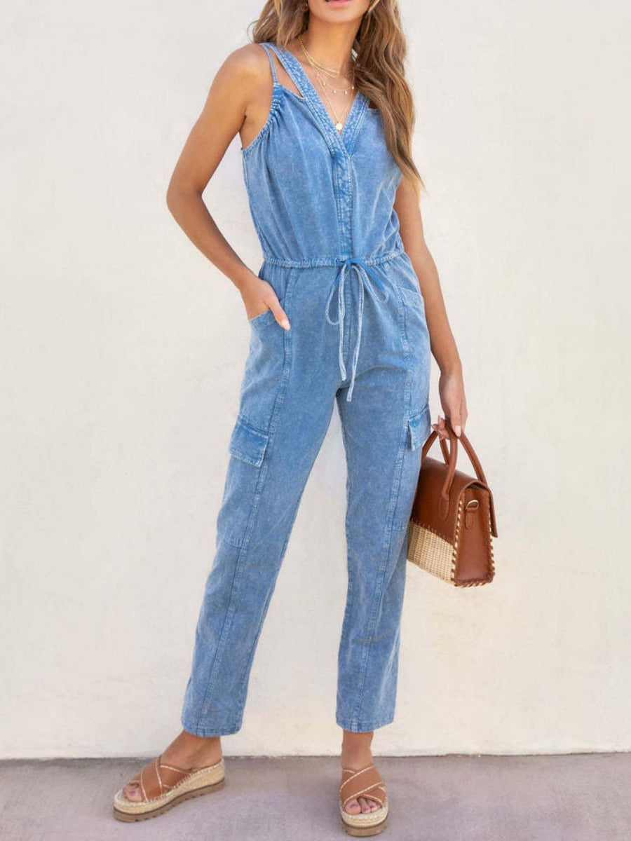 Denim Sleeveless Jumpsuit main image 1