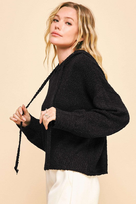 Davi & Dani Drop Shoulder Long Sleeve Hooded Sweater - Charming Charlie