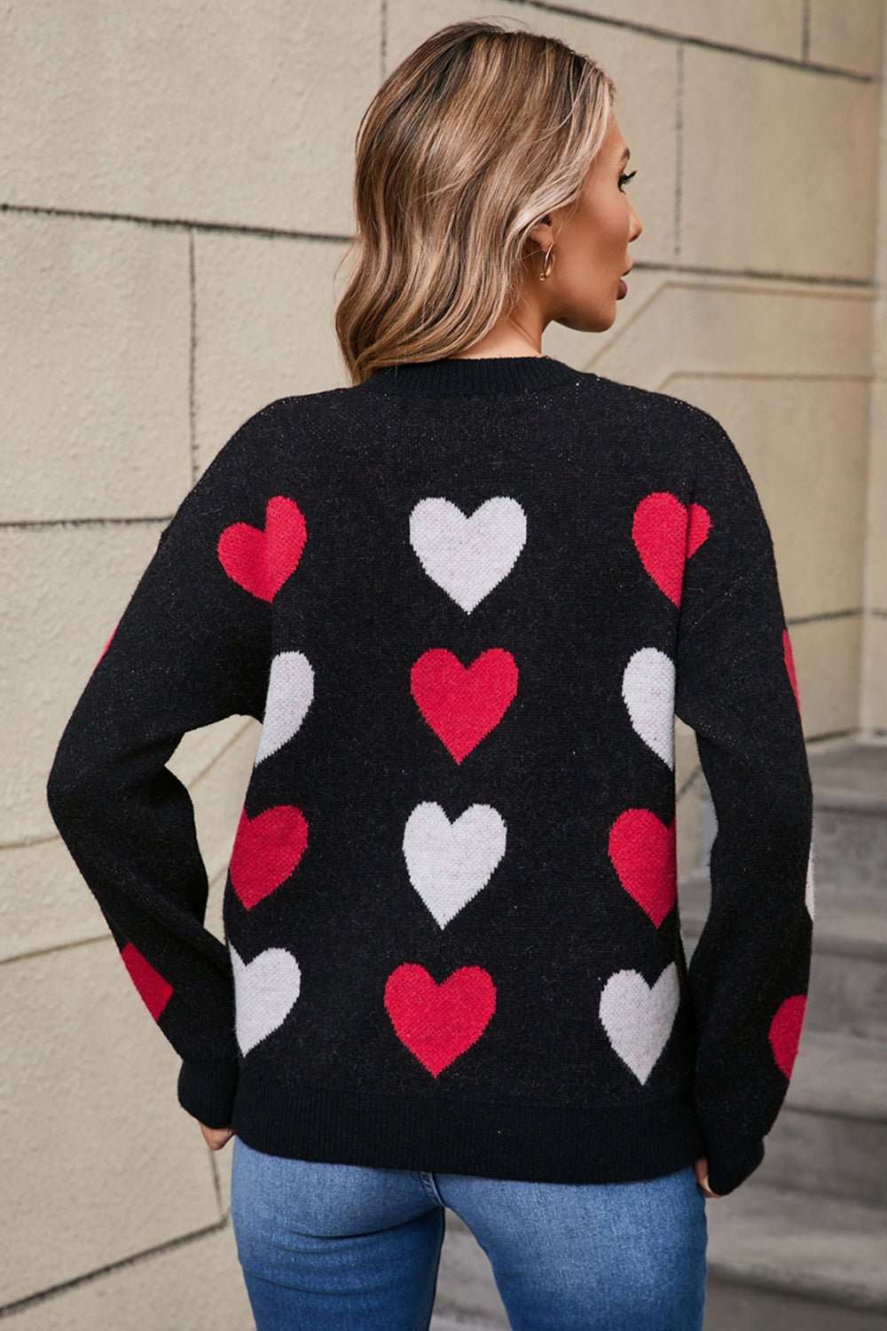 Angel Wings Heart Round Neck Long Sleeve Sweater - Charming Charlie