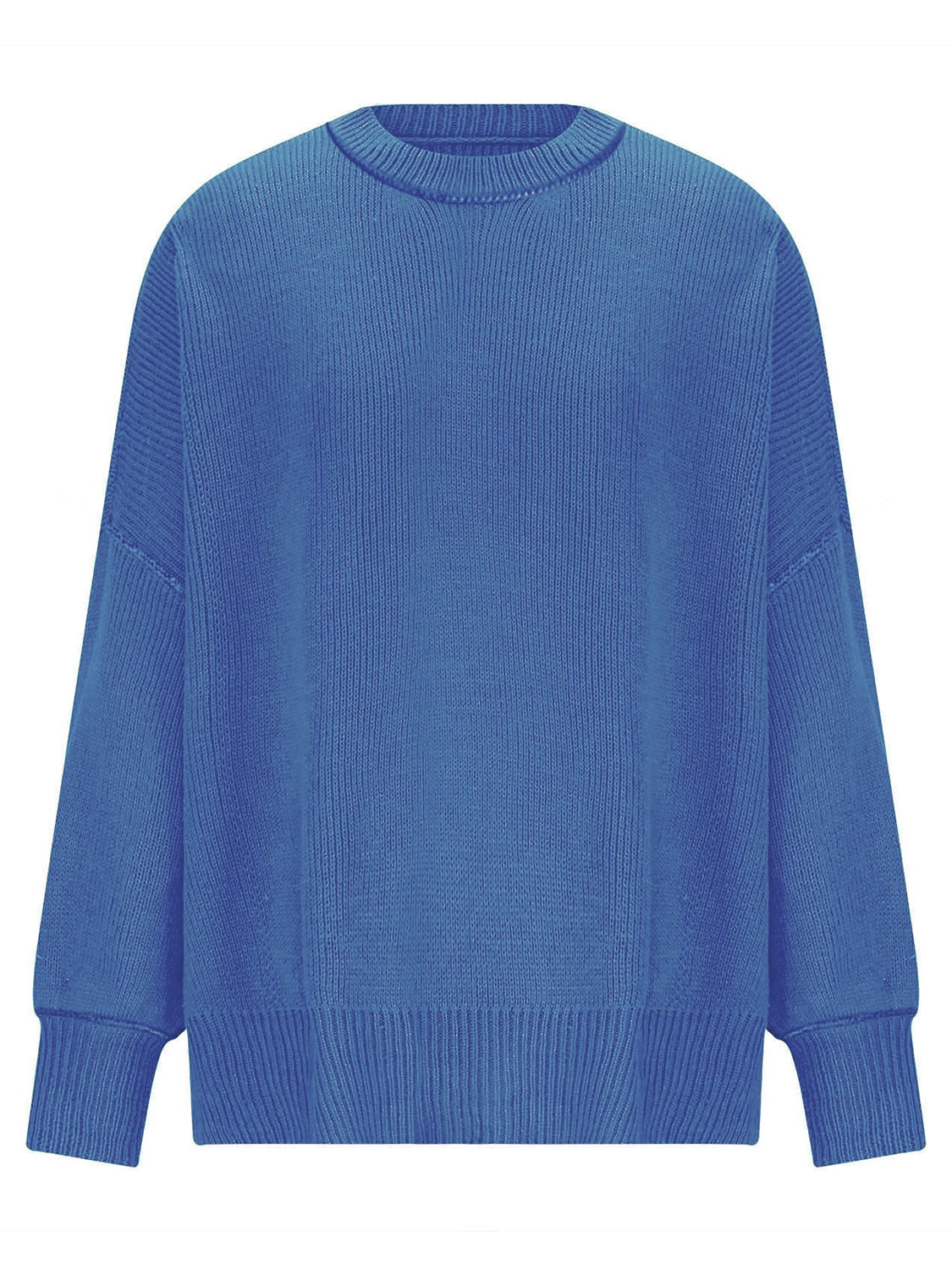 Round Neck Long Sleeve Sweater - Charming Charlie