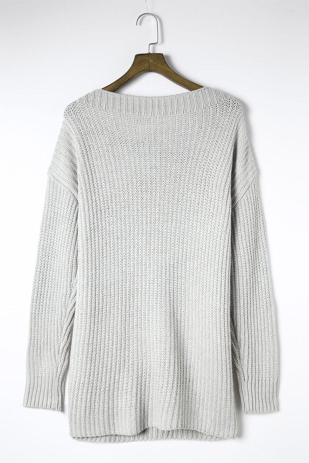 Side Slit Boat Neck Long Sleeve Sweater - Charming Charlie
