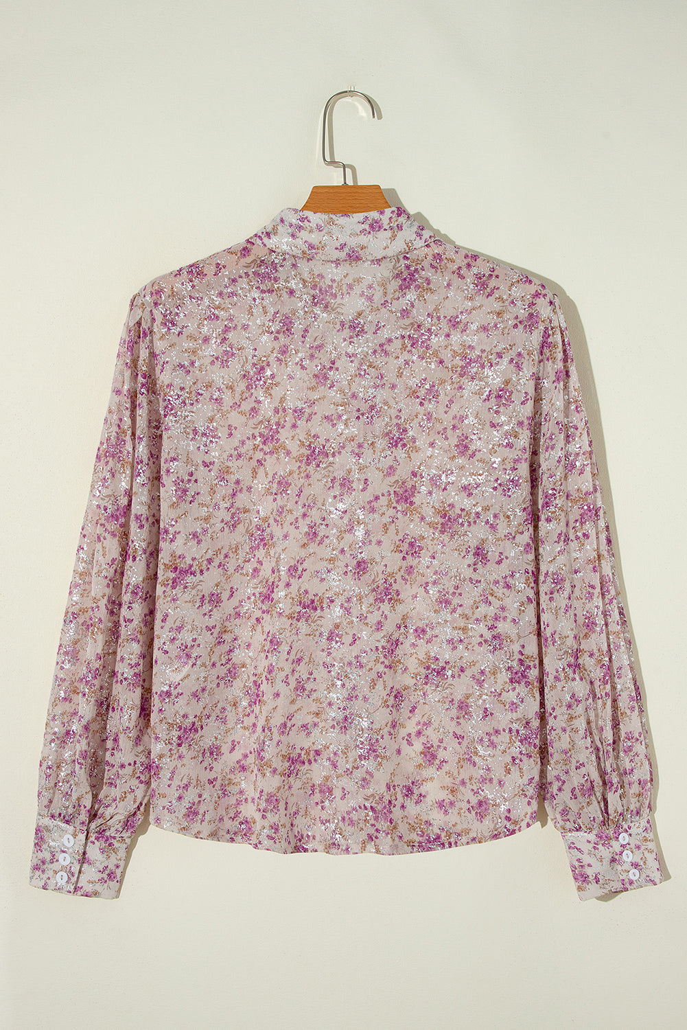 Printed Collared Neck Long Sleeve Shirt - Charming Charlie