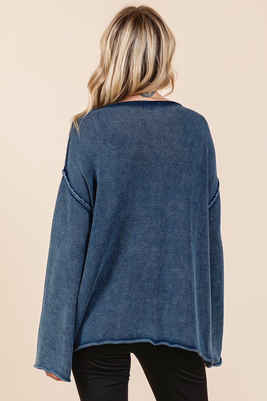 Mittoshop Mineral Wash Patch Pocket Cut Edge Sweater - Charming Charlie